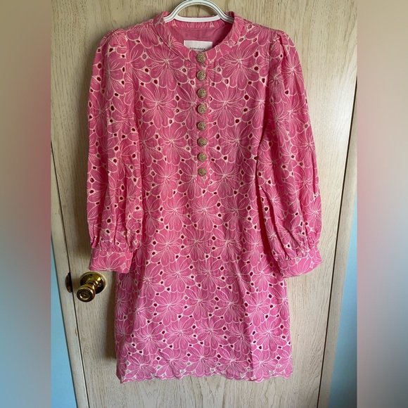 Tuckernuck POMANDER PLACE Pink Floral Eyelet Samantha Dress Sz Small - Picture 5 of 16